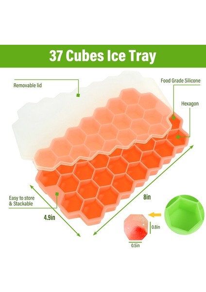 Gösterilen Gibi 37 Küp Turuncu 37 Gözlü Petek Buz Küpü Tepsileri Yeniden Kullanılabilir Silikon Buz Küpü Kalıp Çıkarılabilir Kapaklı Bpa Içermeyen Buz Makinesi Yaratıcı 13 Gözlü (Yurt Dışından)
