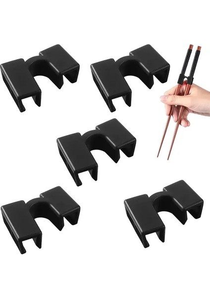 Black-5pcs 5pcs Yemek Çubukları Yardımcılar Pratik Yemek Çubukları Kollu Acemi Yetişkin Çocuk Yeniden Kullanılabilir Yemek Çubukları Eğitim Klipleri (Yurt Dışından)