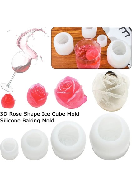 D 3D Gül Çiçek Kalıp Silikon Pişirme Kalıp Buz Küpü Kalıp Buz Kalıbı Ev Mutfak Fondan Kek Dekorasyon Pasta Aracı Pişirme Kalıp (Yurt Dışından) fiyatları