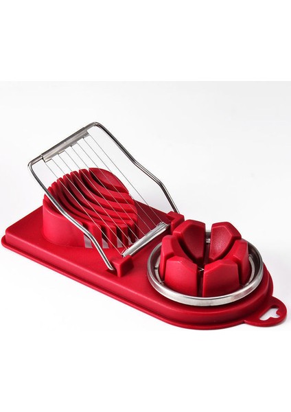 Sert Haşlanmış Yumurtalar Için Paslanmaz Çelik Telli Kırmızı Yumurta Kesici Dilimleme, Çilek Için 2'si 1 Arada Paslanmaz Çelik Dilimleme Kesici (Yurt Dışından)