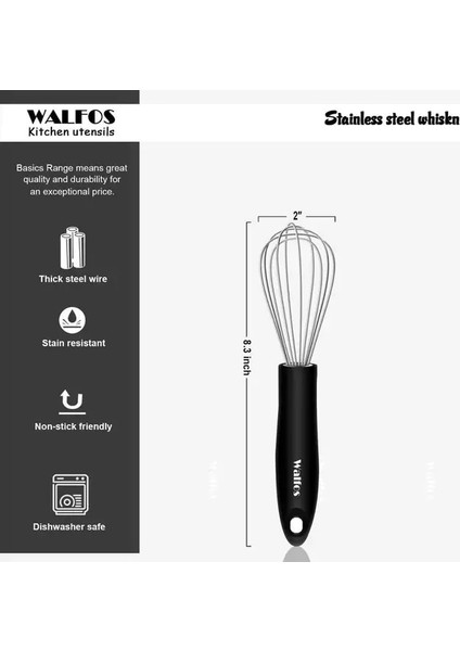 8.3 Inç Walfos Paslanmaz Çelik Blender Tel Çırpma Seti Mutfak Aracı Manuel Çırpma Süt Tereyağı Blender (Yurt Dışından)