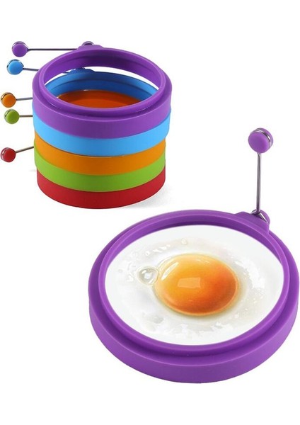 Kırmızı Silikon Kızarmış Yumurta Gözleme Halkası Omlet Kızarmış Yumurta Yuvarlak Şekillendirici Yumurta Kalıp Pişirme Kahvaltı Kızartma Tavası Fırın Mutfak Aracı (Yurt Dışından)