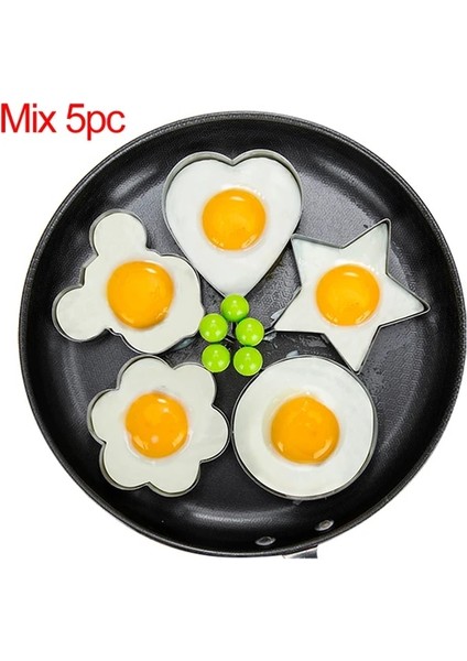 Mix 5 Adet Paslanmaz Çelik Kızarmış Yumurta Gözleme Şekillendirici Kızarmış Yumurta Kalıp Kalıp Kızarmış Yumurta Pişirme Araçları Mutfak Aksesuarları Gadget Yüzük (Yurt Dışından)
