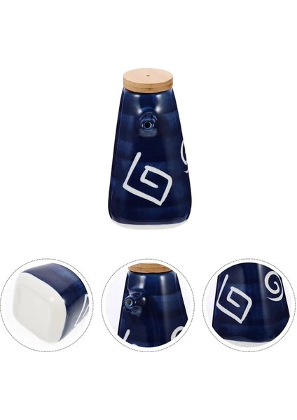 Mavi Seramik Yağdanlık Yağ Dağıtıcı Şişe Baharat Pot Vintage Seramik Yağ Kapları Sirke Soya Sosu Çeşni Şişesi (Yurt Dışından)