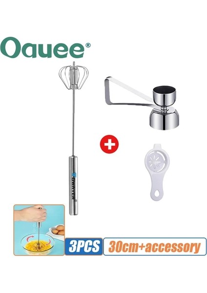 3 Adet 30 cm Yarı Otomatik Yumurta Çırpıcı 304 Paslanmaz Çelik Pişirme Aksesuarları El Mikseri Kendiliğinden Dönen Krem Süt Gereçler Mutfak Yumurta Karıştırıcı (Yurt Dışından) fiyatları