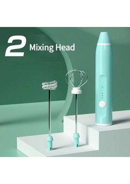 Yeşil 1 Adet Elektrikli Süt Köpürtücü Taşınabilir Yumurta Çırpıcı USB Şarj Edilebilir El Kahve Blender Süt Çalkalayıcı Mikser Köpürtücü Gıda Blender (Yurt Dışından)