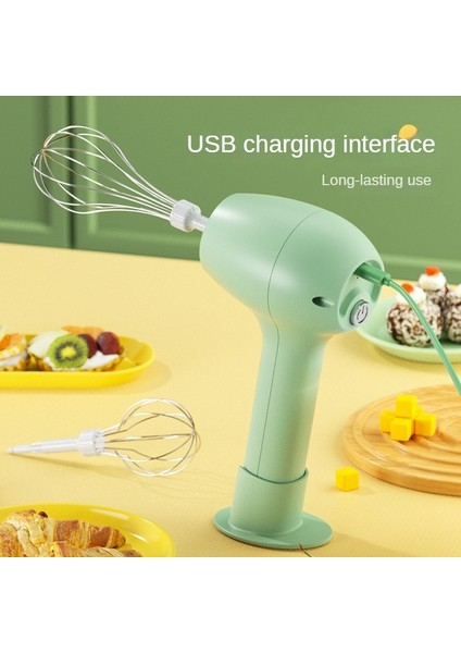 Çift Kafa-Beyaz Elektrikli Süt Köpürtücü Mutfak Çırpma Yumurta Çırpıcılar USB Şarj Edilebilir Mini Mikser El Krema Gıda Blender Kek Pişirme Köpüğü Çalkalayıcı (Yurt Dışından)