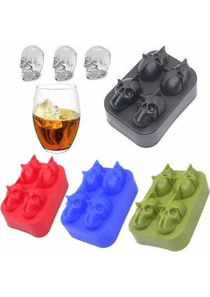 Bir 3D Kafatası Buz Küpü Tepsi Silikon Kalıp Dıy Buz Topu Kalıp Viski Şarap Kokteyl Buz Küpü Makinesi Çikolata Pasta Kalıp (Yurt Dışından) fiyatları