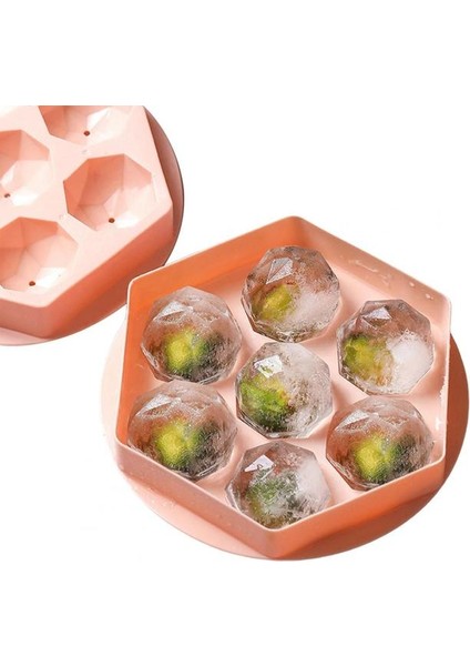Pembe Yuvarlak Buz Tepsisi 2 Renk Buz Topu Makinesi Hafif Hızlı Bırakma Faydalı Viski Kokteyl Buz Küpü Formu (Yurt Dışından)