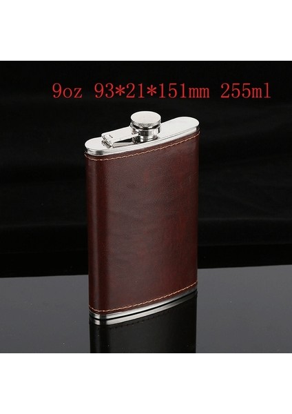 9 Oz 5-10 Oz Lüks Cep Cep Şişesi Kahverengi Deri Kaplı Küçük Paslanmaz Çelik Şişe Alkol Taşınabilir Viski Şişeleri Hediye (Yurt Dışından)