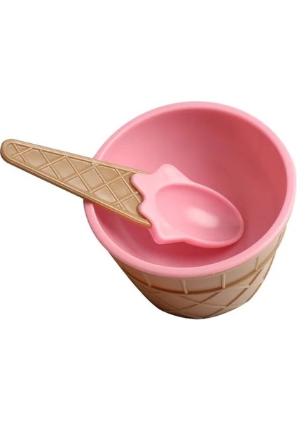 Pembe 1 Takım Yeni Çocuklar Dondurma Kase Kaşık Seti Dayanıklı Çocuk Hediyeler Güzel Tatlı Kase Dıy Dondurma Araçları Dondurma Kasesi + Kaşık (Yurt Dışından)