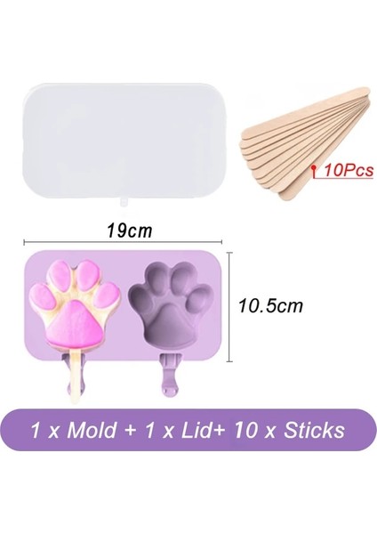 2 Paws Kapaklı Silikon Dondurma Kalıp Popsicle Kalıpları Kapaklı Dıy Ev Yapımı Buz Lolly Kalıp Dondurma Popsicle Buz Pop Maker Kalıp (Yurt Dışından)