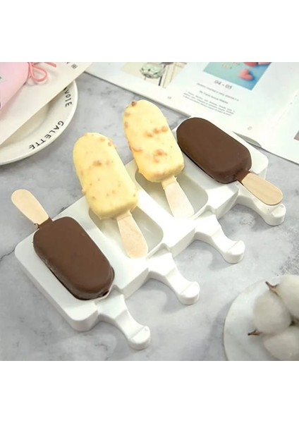 Dondurma Çubuğu 8/4/3 Delik Silikon Dondurma Dondurma Kalıbı, Silikon Buz Pop Kalıp Popsicle Kalıpları, Tahta Çubuklar, Klasik Oval, Yapışmaz (Yurt Dışından) indirimleri