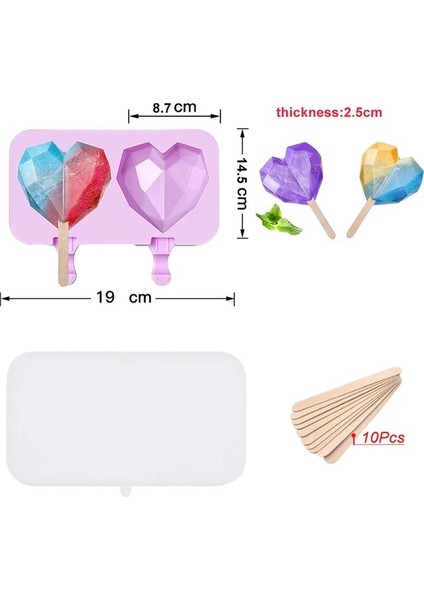 Diamend Kalp Sılıkolove Sağlıklı Silikon Dondurma Kalıbı Kolay Popsicle Kalıp Yeniden Kullanılabilir Dondurma Çubuğu Pop Kalıpları Dıy Yapımı Için Yaz Sık Kullanılanlar (Yurt Dışından)