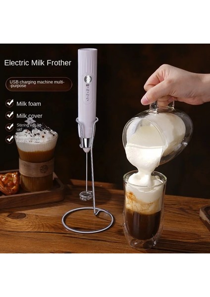 B Beyaz Kablosuz Şarj Edilebilir Elektrikli Yumurta Çırpıcı 3 Hız Elektrikli Süt Köpürtücü Köpük Makinesi Mikser Kahve Içecek Köpürtme Değnek Köpürtücü (Yurt Dışından) fırsatları