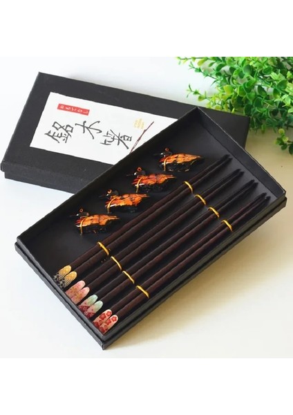 B 8pcs Yeni Eve Taşınma Hediye Paketi 4 Yemek Çubukları + 4 Yemek Çubukları Tutucular El Yapımı Japon Doğal Ahşap Yemek Çubukları Seti (Yurt Dışından)