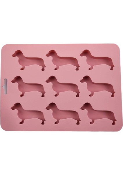 Pembe Dachshund Köpek Buz Küpü Tepsi Silikon Buz Küpü Kalıpları Jöle Bisküvi Çikolata Şeker Pişirme Kalıp (Yurt Dışından)