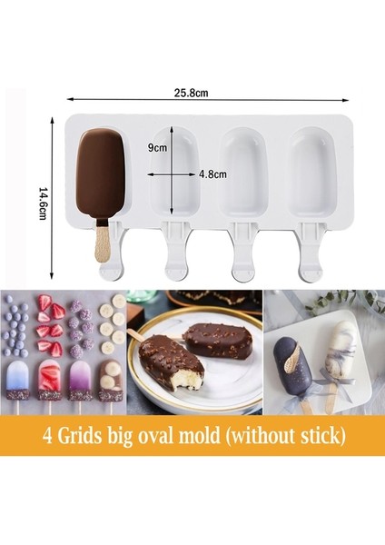 Büyük 4/8 Hücre Silikon Magnum Kek Kalıbı Silikon Dondurma Kalıp Popsicle Kalıpları Dıy Buz Kalıbı Buz Pop Maker Soğutucu Tahta Çubuklarla (Yurt Dışından)