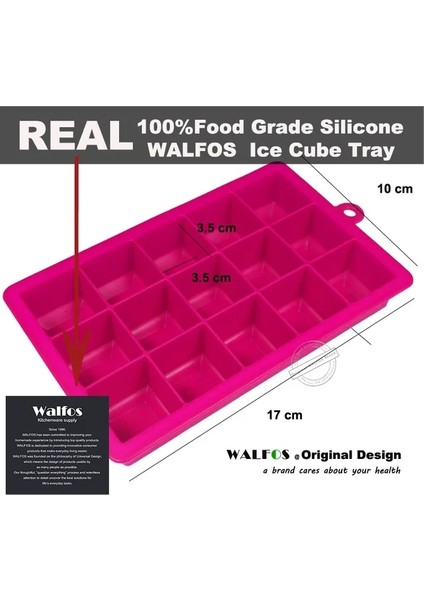 Walfos Gül Pembe Walfos 100% Gıda Sınıfı Silikon 1 Pc Yenilik 15 Kare Yumuşak Silikon Buz Küpü Tepsi Buz Yapım Makinesi Jöle Puding Kalıp Buz Kalıbı (Yurt Dışından)