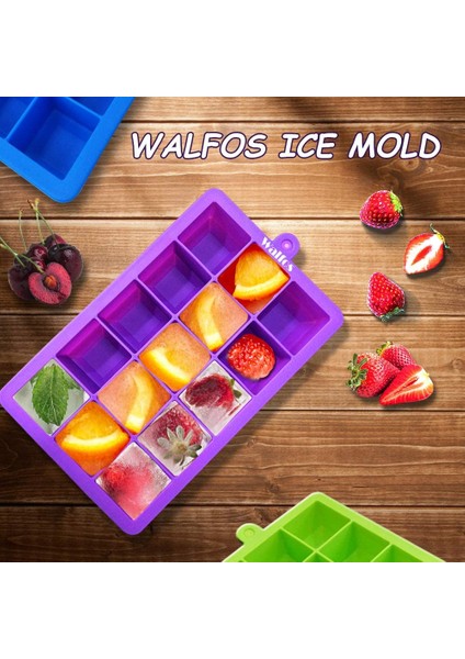 Walfos Gül Pembe Walfos 100% Gıda Sınıfı Silikon 1 Pc Yenilik 15 Kare Yumuşak Silikon Buz Küpü Tepsi Buz Yapım Makinesi Jöle Puding Kalıp Buz Kalıbı (Yurt Dışından) indirimleri