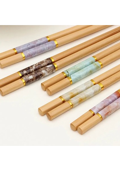 Sarı 5 Çift 5 Çift Çubuk Seti Ebru Anti-Skid Çin Tarzı Suşi Pirinç Çubuklarını Bambu Ahşap Mutfak Sofra Yemek Takımı Seti Hediye (Yurt Dışından) fırsatları