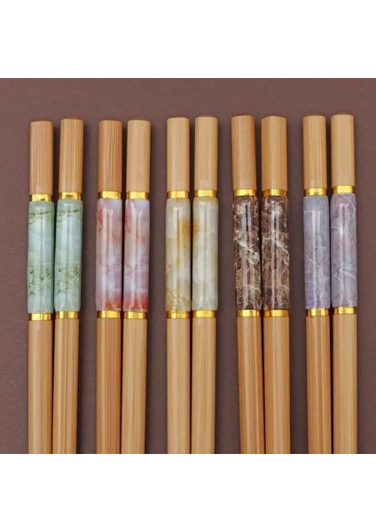 Sarı 5 Çift 5 Çift Çubuk Seti Ebru Anti-Skid Çin Tarzı Suşi Pirinç Çubuklarını Bambu Ahşap Mutfak Sofra Yemek Takımı Seti Hediye (Yurt Dışından) indirimleri