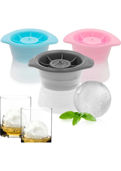 Mavi 8 cm Viski Yuvarlak Buz Küpü Makinesi Silikon Top Şekli Küresel Buz Küpü Kalıp Makinesi Hızlı Dondurucu Buz Kalıp Tepsisi Mutfak Aletleri (Yurt Dışından)