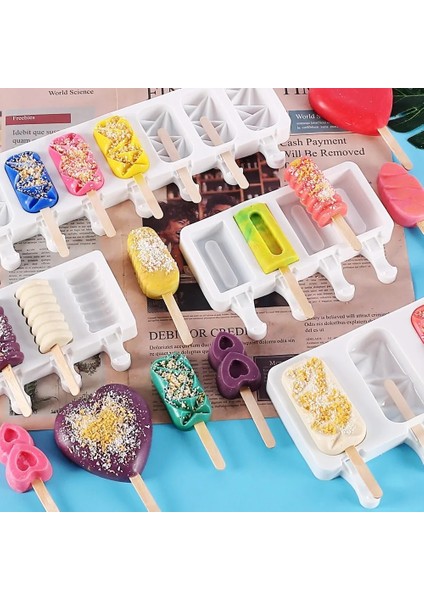D Yeni Silikon Dondurma Kalıp Dıy Aşk Oval Karikatür Popsicle Pasta Çikolata Cameo Kalıp Yaz Buz Küpü Yapma Seti Mutfak Gereçleri (Yurt Dışından) fiyatları