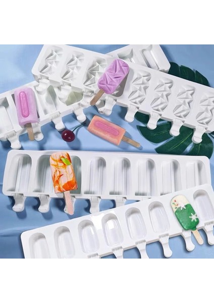 50 Adet Sopa 3/4 Hücre Silikon Buzlu Şeker Kalıp Magnum Buz Patlatma Makinesi Dondurma Kalıp Buz Kalıbı Kalıp Meyve Suyu Dondurucu Buz Lolly Kek Pişirme Aracı (Yurt Dışından) fiyatları