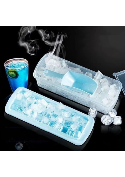 Mavi Set 33 Izgaralar Pres Tipi Buz Küpü Makinesi Buz Kutusu Buz Kalıbı Çift Katmanlı Yaratıcı Buz Saklama Kutusu Hızlı Buz Makinesi Kapaklı Dondurucu Için Buz Tepsileri (Yurt Dışından)