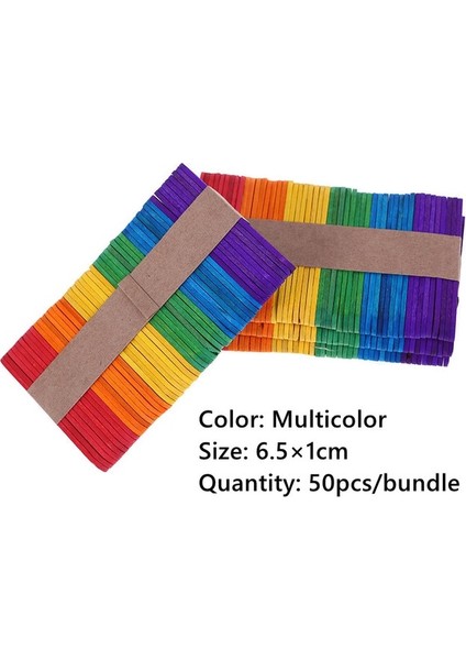Çok Renkli 11.5x1 cm 50 Adet Renkli El Sanatları 50 Adet Dıy Tahta Çubuklar Buzlu Şeker Dondurma Çubukları Sanat Yaratıcı Eğitici Oyuncaklar Çocuklar Çocuklar Için Bebek (Yurt Dışından)