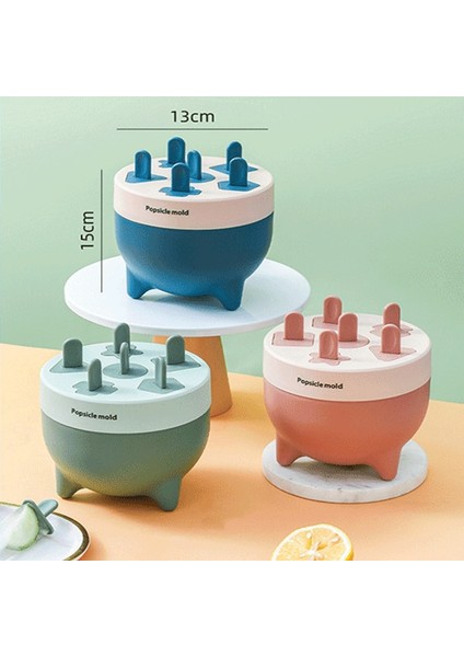 Yeşil Karikatür Geometrik Popsicle Dondurma Kalıp Kutusu Ev Ev Yapımı Çocuk Popsicle Dondurma Disk Kolu Kalıptan Kolay Artefakt (Yurt Dışından)
