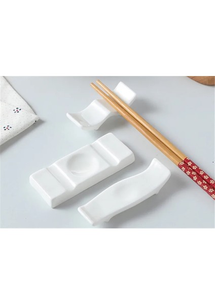 10 Adet Set 4 Adet Beyaz Seramik Sofra Japon Restoranı Basit Oval Kaşık Çubuk Tutucu Sopa Raf Braketi Gereçler Mutfak Için (Yurt Dışından)