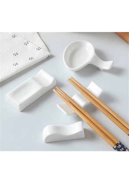 10 Adet Set 4 Adet Beyaz Seramik Sofra Japon Restoranı Basit Oval Kaşık Çubuk Tutucu Sopa Raf Braketi Gereçler Mutfak Için (Yurt Dışından)