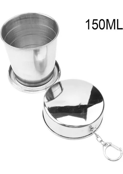 150 ml Paslanmaz Çelik Katlanır Bardak Anahtarlık ile Kamp Taşınabilir Teleskopik Bardak Açık Seyahat Kullanışlı Su Kapaklı Bardak Şarap Bardağı (Yurt Dışından)