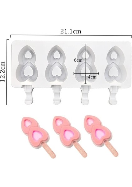F 3/4 Delik Aşk Çizgili Silikon Dondurma Kalıp Buz Küpü Tepsi Çikolata Popsicle Kalıpları Dıy Tatlı Ev Yapımı Araçları Yeniden Kullanılabilir Kalıplar (Yurt Dışından) fiyatları