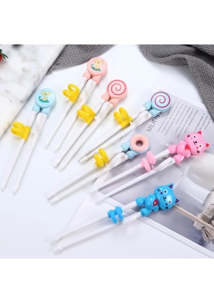 Opp 2 Öğrenme Çubuk 1 Çift Çocuklar Eğitim Düzeltme Çin Çubuklarını Öğrenci Sevimli Kedi Bebek Çocuk Plastik Mutfak Sofra (Yurt Dışından)
