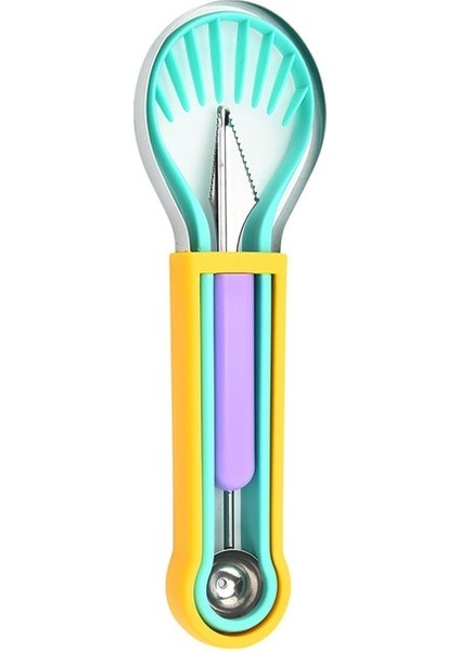 Bp Kavun Baller Kepçe Seti 4 In 1 Paslanmaz Çelik Karpuz Kesici Meyve Sebze Alet Takımı Meyve Scooper Tohum Sökücü (Yurt Dışından)