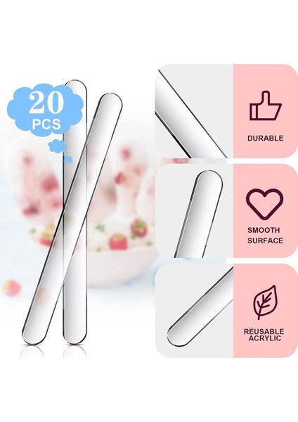 TRANSPARENT-20PCS Şeffaf Akrilik Dondurma Çubukları Yeniden Kullanılabilir Gıda Sınıfı Dondurma Çubukları Dondurma Kaşığı El Sanatları Sanat Dondurma Lollies Kek Araçları (Yurt Dışından) fırsatları