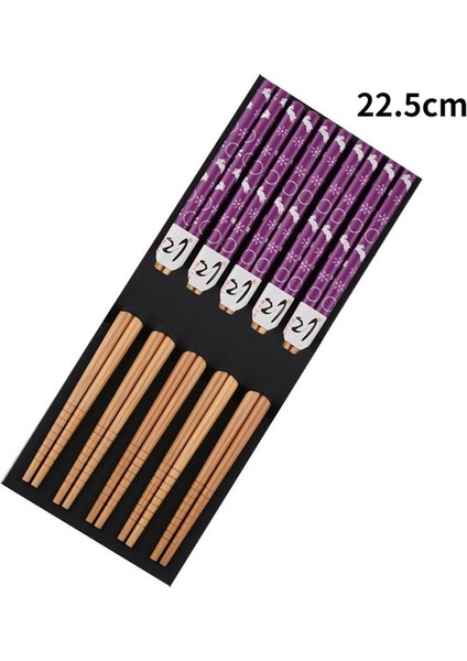 A07 22.5 cm Yeniden Kullanılabilir 5 Çift Set El Yapımı Bambu Japon Doğal Ahşap Çubuklarını Suşi Gıda Kedi Çiçek Çok Renkli Ahşap Çubuklarını Set (Yurt Dışından)
