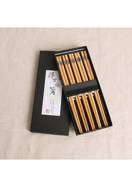 A-Ahşap 5 Pairs Japon Çubuklarını Suşi Kaymaz Gıda Çubukları Çubuklarını Yeniden Kullanılabilir Çin Çubuklarını Sofra Hediye Mutfak Gereçleri (Yurt Dışından)