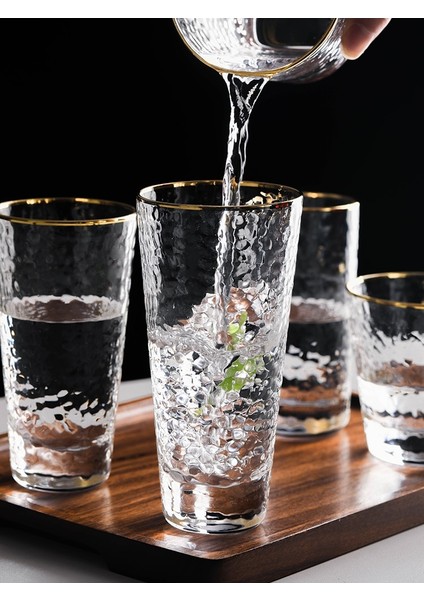C-310ML Yanardöner Bardak Su, Soda, Meyve Suyu, Kokteyl Içki Bardakları Altın Çerçeveli Her Gün Için Highball Içki Bardakları (Yurt Dışından)