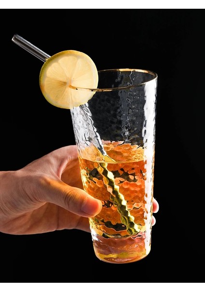 C-310ML Yanardöner Bardak Su, Soda, Meyve Suyu, Kokteyl Içki Bardakları Altın Çerçeveli Her Gün Için Highball Içki Bardakları (Yurt Dışından)