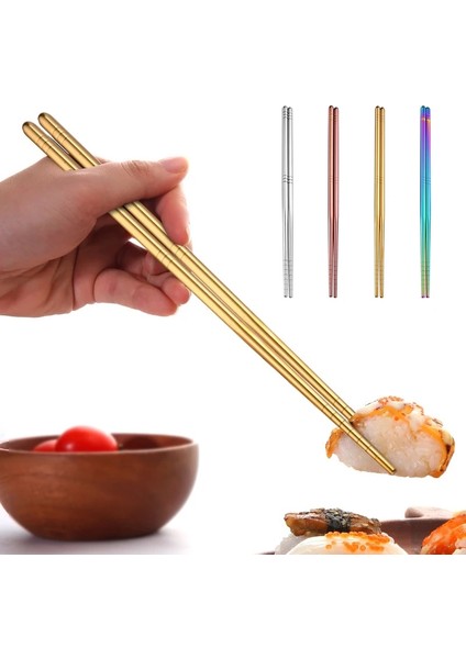 B04 1 Çift Paslanmaz Çelik Çubuklar Yeniden Kullanılabilir Kaymaz Gıda Çubukları Sofra Taşınabilir Çin Çubuklarını Sofra Mutfak Aletleri (Yurt Dışından) modelleri