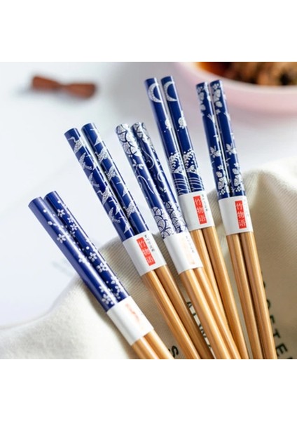 T05 5 Çift 5 Çift Set Yeniden Kullanılabilir El Yapımı Bambu Japon Doğal Ahşap Çubuklarını Suşi Gıda Kedi Çiçek Çok Renkli Ahşap Çubuklarını (Yurt Dışından)