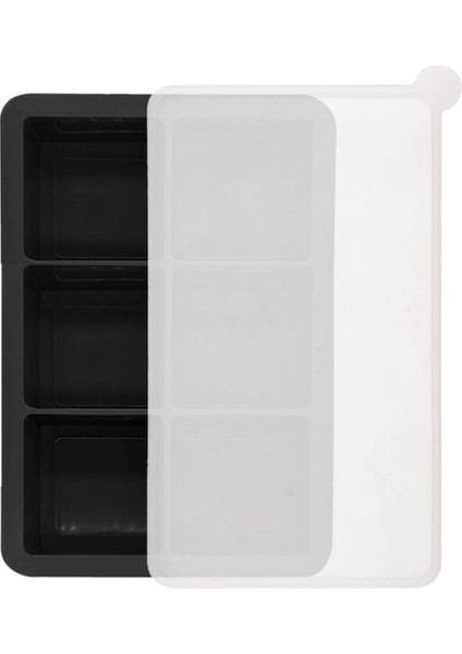 Siyah Kapaklı 6 Izgaralar Silikon Buz Küpü Kalıp Kapaklı Buz Yapıcı Büyük Kare Viski Buz Tepsisi Kalıp Dondurma Kalıp Yaz Dondurma Yapımcısı Araçları (Yurt Dışından)