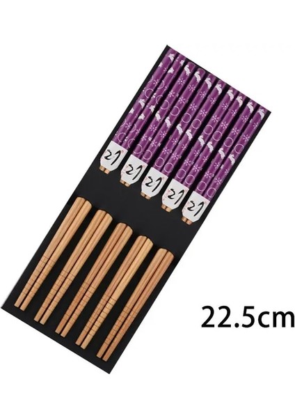 5 Çift 5 Çift Set Yeniden Kullanılabilir El Yapımı Bambu Japon Doğal Ahşap Çubuklarını Suşi Gıda Kedi Çiçek Çok Renkli Ahşap Çubuklarını (Yurt Dışından)