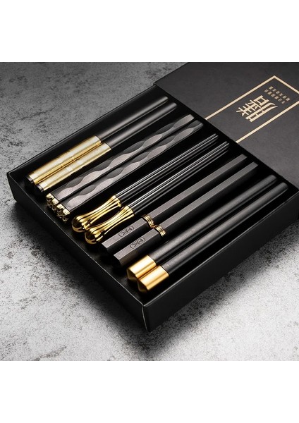 5 Çift F45 5 Çift Japon Çin Çubuklarını Kaymaz Gıda Için Suşi Çubukları Yeniden Kullanılabilir Metal Kore Çubuklarını Set Sağlıklı Alaşım Sofra (Yurt Dışından)