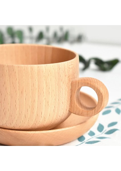 Set Ahşap Kahvaltı Kupa Kaşık ve Tabak Kayın Ahşap Öğleden Sonra Çay Süt Kahve Fincanı Ev Ofis Için Saplı Ahşap Plaka Coaster (Yurt Dışından) indirimleri
