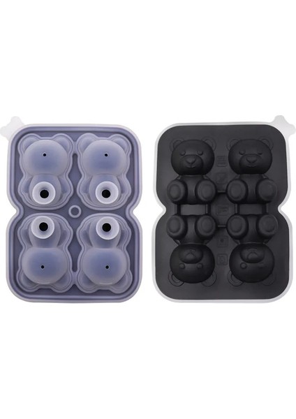 L Siyah Gıda Sınıfı Silikon Ayı Buz Kalıbı 4 Izgara 3D Küçük Teddy Bear Şekli Buz Küpü Silikon Kalıp Buz Tepsisi Viski Silikon Buz Kutusu (Yurt Dışından) fiyatları